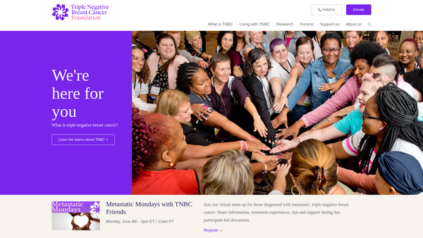 Screenshot of the The UK Charity for Triple Negative Breast Cancer website