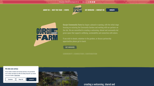Screenshot of the Gorgie Community Farm Limited website