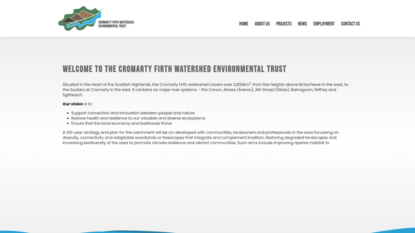 Screenshot of the Cromarty Firth Watershed Environmental Trust website