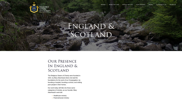 Screenshot of the Religious Sisters of Charity CIO website