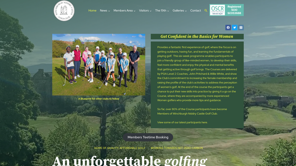 Screenshot of the Winchburgh Niddry Castle Golf Club website
