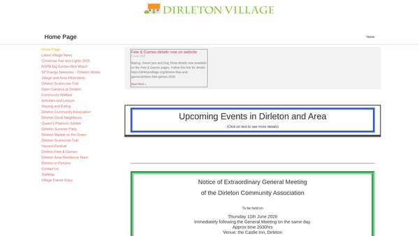 Screenshot of the Dirleton Community Association website