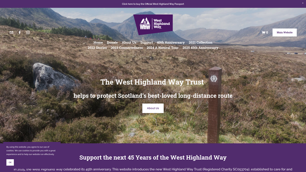 Screenshot of the West Highland Way Trust website
