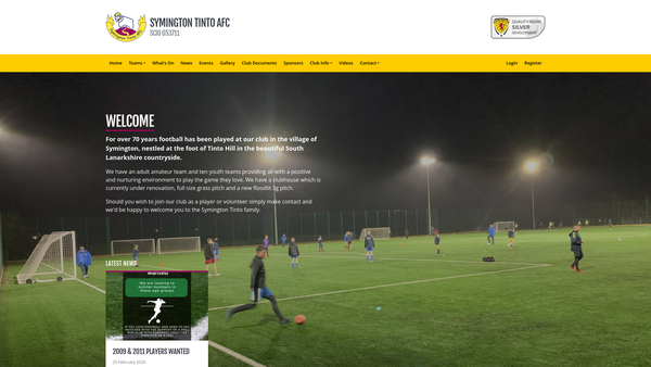Screenshot of the Symington Tinto AFC Community Hub SCIO website