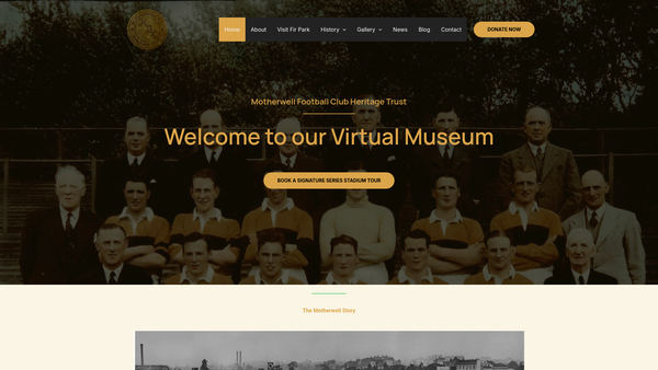 Screenshot of the Motherwell Football Club Heritage Trust website