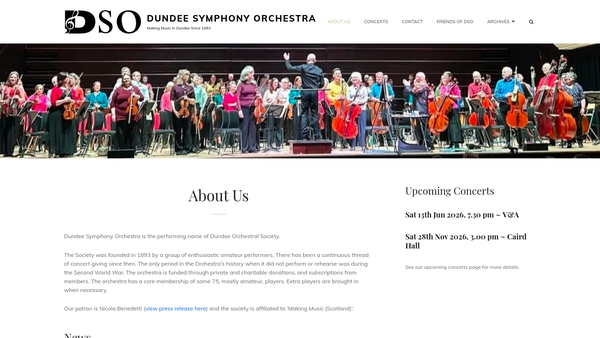 Screenshot of the Dundee Orchestral Society (SCIO) website