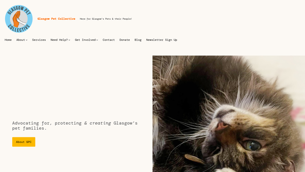 Screenshot of the Glasgow Pet Collective website
