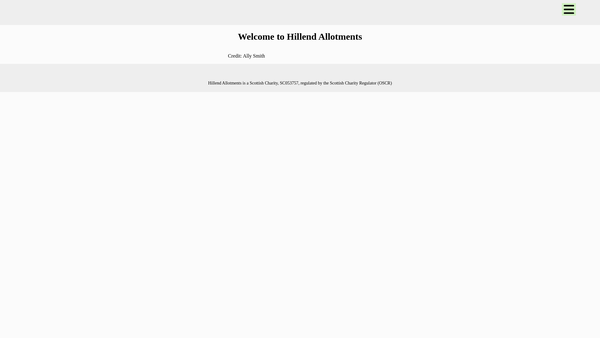 Screenshot of the Hillend Allotments website