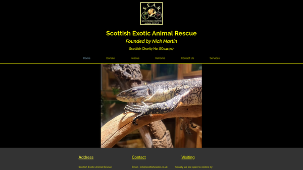Screenshot of the Nick Martin's Scottish Exotic Animal Rescue website