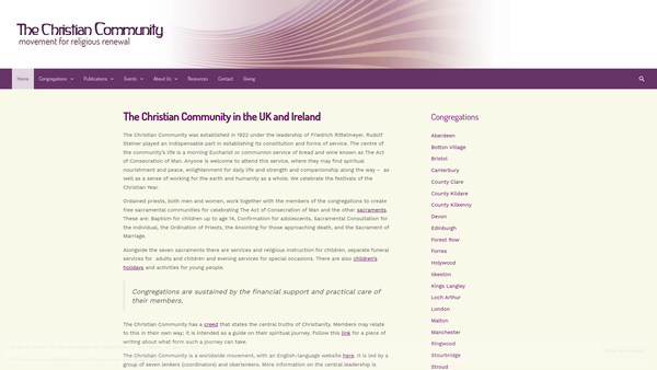 Screenshot of the The Christian Community Trustees Limited website