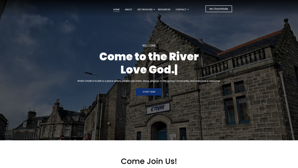 Screenshot of the River Church Elgin Ministries Limited website