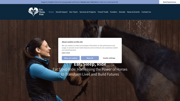 Screenshot of the Eat, Sleep, Ride website