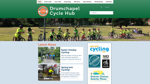 Screenshot of the Drumchapel Cycle Hub website
