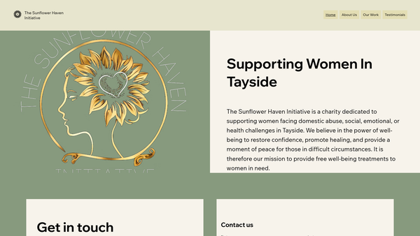 Screenshot of the The Sunflower Haven Initiative website