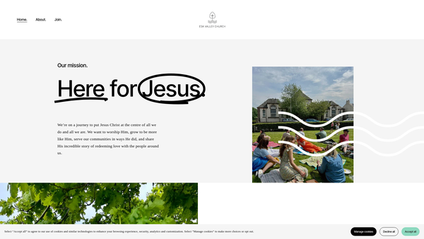 Screenshot of the Esk Valley Free Church website