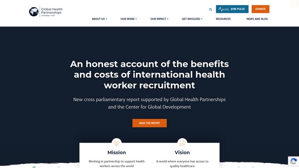 Screenshot of the Global Health Partnerships website