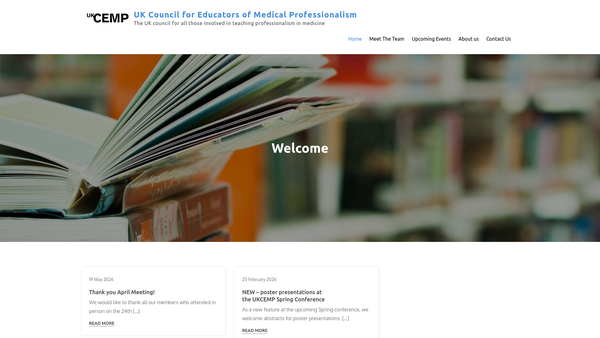 Screenshot of the UK Council for Educators of Medical Professionalism Limited website