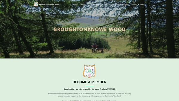 Screenshot of the Broughtonknowe Community Woodland website