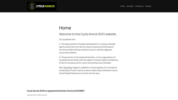 Screenshot of the Cycle Annick SCIO website