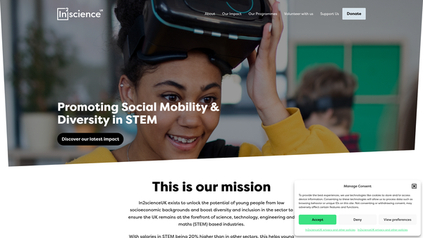 Screenshot of the In2scienceUK.ORG website