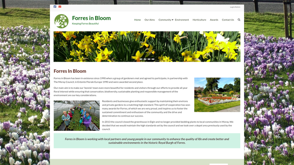 Screenshot of the Forres in Bloom SCIO website