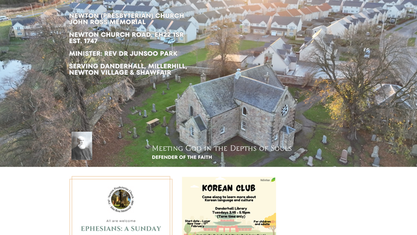 Screenshot of the Newton Presbyterian Church John Ross Memorial website