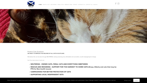 Screenshot of the Protect Cats Scotland website