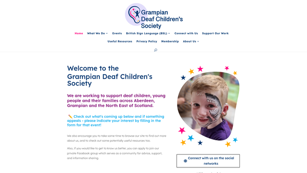 Screenshot of the Grampian Deaf Children's Society website