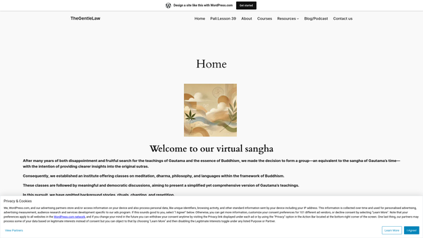 Screenshot of the The Gentle Law website
