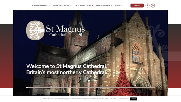 Screenshot of the The Society of The Friends of St Magnus Cathedral (SCIO) website