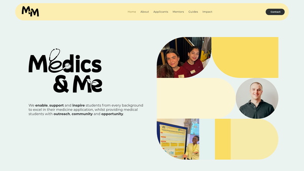 Screenshot of the Medics&Me website