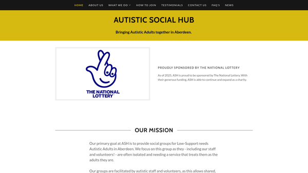 Screenshot of the Autistic Social Hub - Aberdeen website