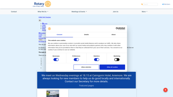 Screenshot of the Rotary Club of Spey Valley Charity SCIO website