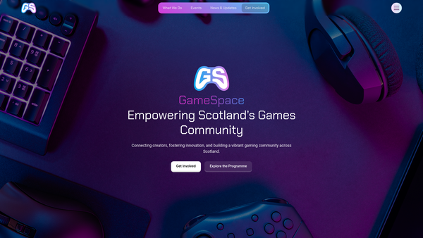 Screenshot of the Game Space website