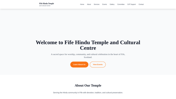 Screenshot of the Fife Hindu Temple and Cultural Centre website