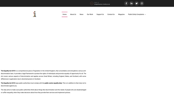 Screenshot of the Influence website