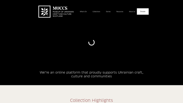 Screenshot of the Museum of Ukrainian Craft and Culture Scotland website