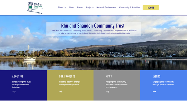 Screenshot of the Rhu and Shandon Community Trust website