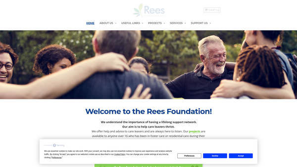 Screenshot of the Rees Foundation website
