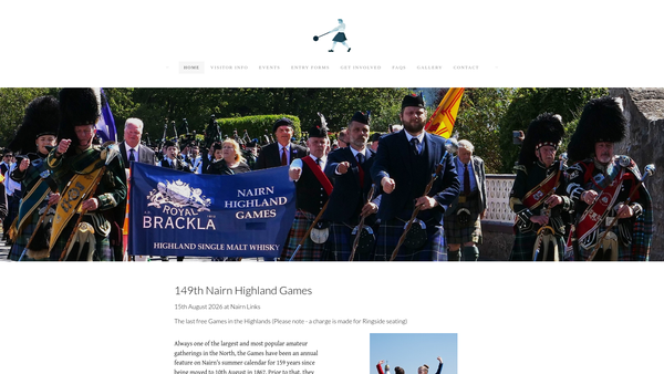 Screenshot of the Nairn Highland Games Committee website