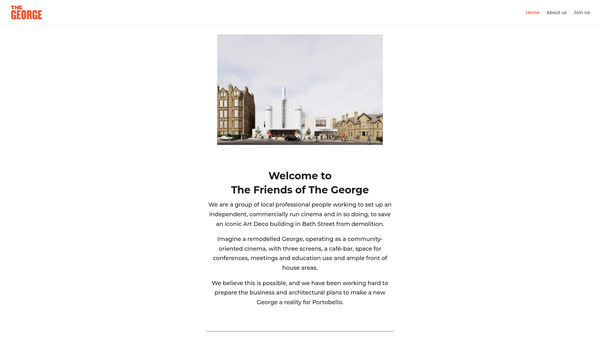 Screenshot of the Friends of The George Limited website