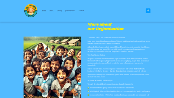 Screenshot of the Keep Children Happy SCIO website