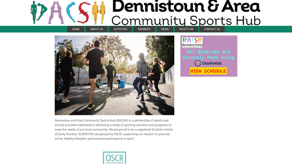 Screenshot of the Dennistoun & Area Community Sports Hub website