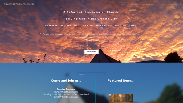 Screenshot of the Aberdeen Free Church of Scotland (Continuing) website