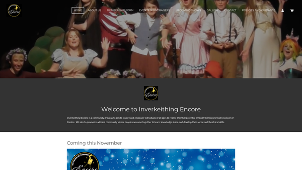Screenshot of the Inverkeithing Encore website