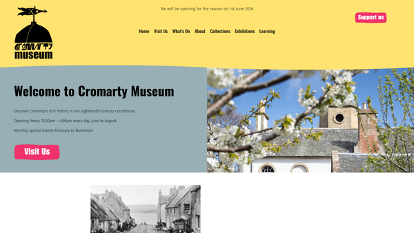 Screenshot of the Cromarty Courthouse Trust website