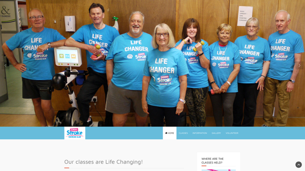 Screenshot of the Dundee Stroke Exercise Club website