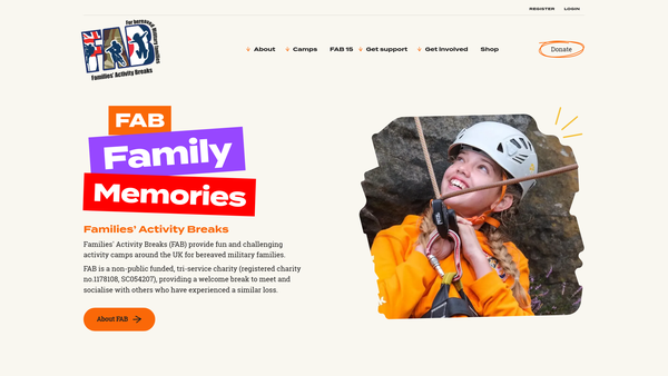 Screenshot of the FAB Families' Activity Breaks website