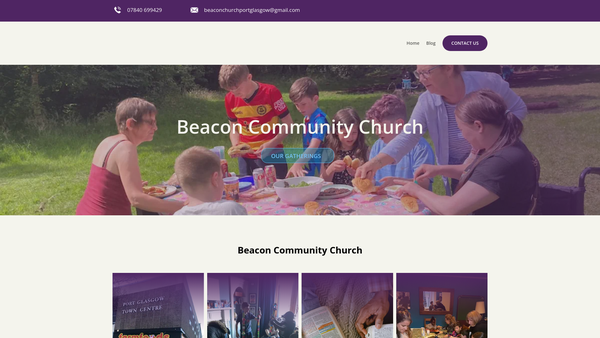 Screenshot of the Beacon Community Church SCIO website