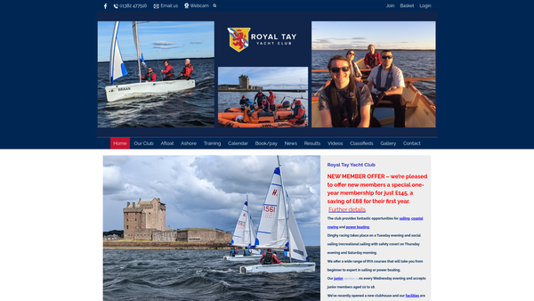 Screenshot of the Royal Tay Yacht Club Ltd website